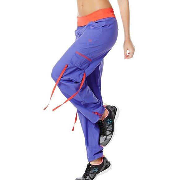 Zumba Fitness Pants - Zumba Fitness Soft-N-Stretch Cargo Pants in Purple Moon/Red, XS (Extra Spicy)